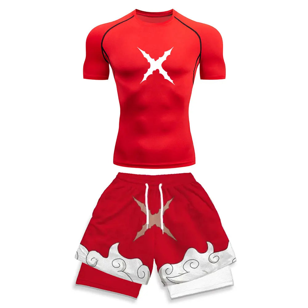 2025 Costume de sport de compression imprimé à la mode Vêtements d'été Costume athlétique pour hommes - Élégant Fitness Running Ensemble deux pièces décontracté