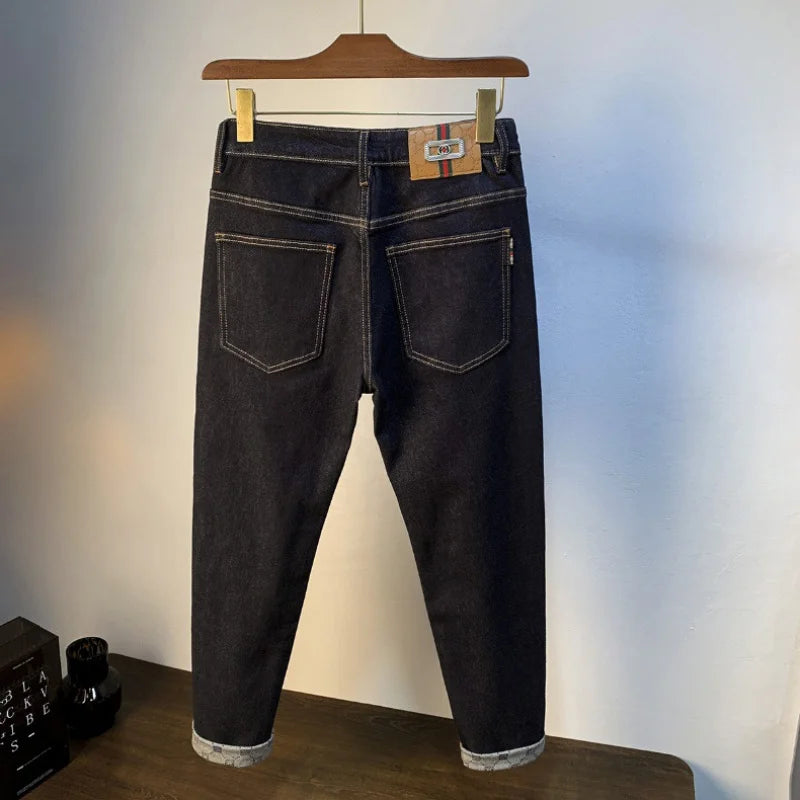 Jeans College décontractés de luxe abordable pour hommes, denim mince pour document primaire, haut de gamme, abordable, automne, nouveau