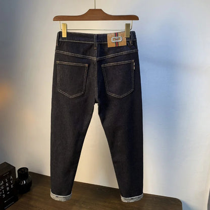 Jeans College décontractés de luxe abordable pour hommes, denim mince pour document primaire, haut de gamme, abordable, automne, nouveau