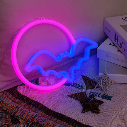 Lumières décoratives en forme de chauve-souris d'halloween, décoration murale alimentée par USB/batterie, pour enfants, cadeau, maison hantée, fête, décoration de la maison