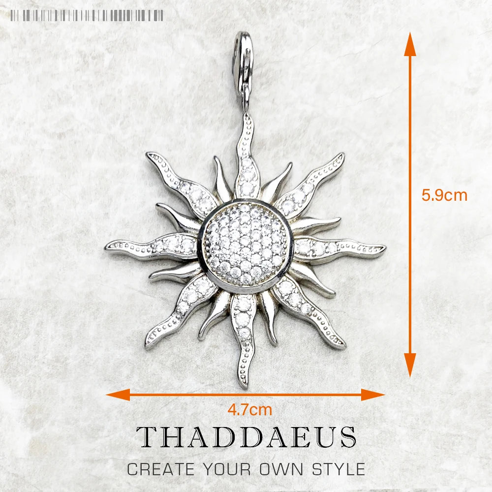 Pendentif soleil étoile CZ pavé été hiver nouveau 925 en argent Sterling bijoux fins Style européen accessoires cadeau pour hommes femme