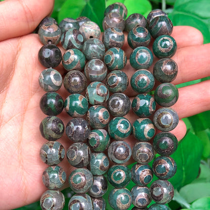 Perles rondes de football tibétaines en pierre naturelle d'agate DZI, 8mm 10mm, entretoise ample ronde pour la fabrication de bijoux, accessoires de bracelet à faire soi-même