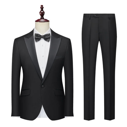 Ensemble 3 pièces pour hommes pour mariage, blazers élégants, col nœud, veste de luxe, pantalon, manteau formel, robe moulante, haute qualité