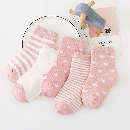 5 paires / lots de chaussettes en coton doux pour enfants garçons filles bébé bande de mode bande chaude automne hiver 0-8 ans chaussettes de dessin animé pour enfants