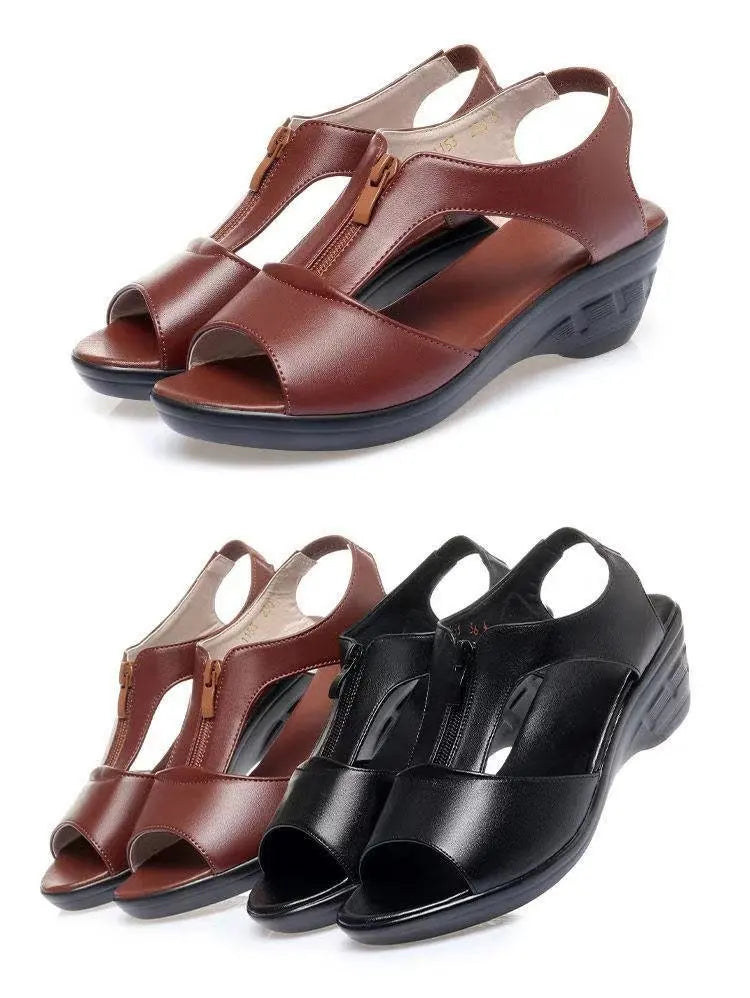 WOIZGIC-Sandales à plateforme en cuir PU pour femme, chaussures de plage coordonnantes, fermeture éclair, taille 35-41 PGP-1153