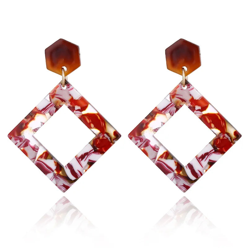 Boucles d'Oreilles promenales en Forme de Losange pour Femme, Bijou en Acrylique,