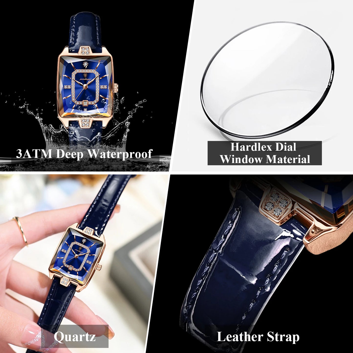 POEDAGAR classique luxe femmes montres étanche en cuir Date mode femme montre élégante de haute qualité Quartz femmes montre-bracelet