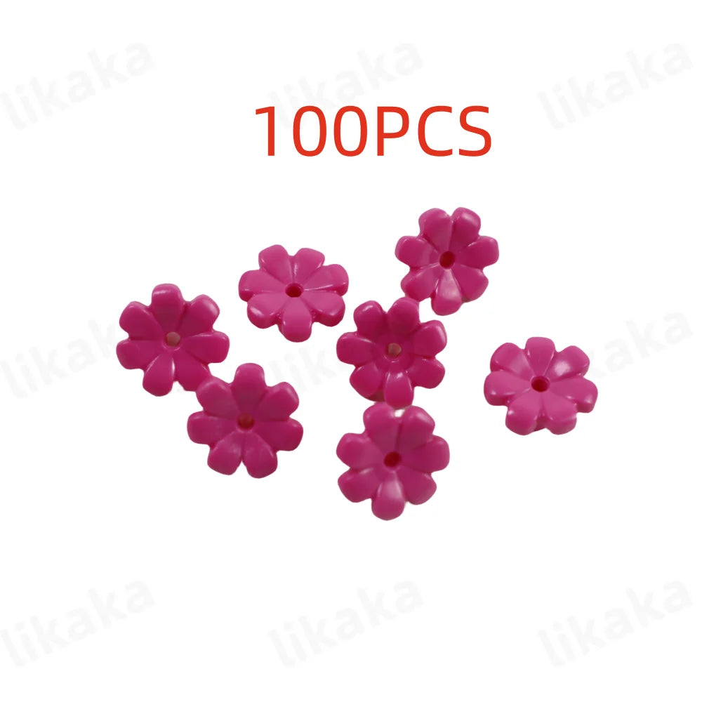 100 pièces MOC blocs de construction de fleurs colorées bricolage belles jardins briques jouets ville arbre maison scène plantes accessoires pour les filles