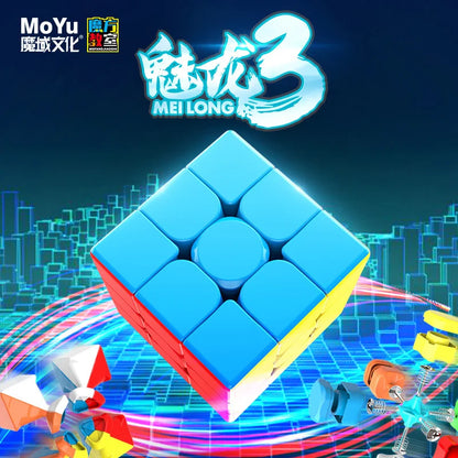 Moyu-Cubes magiques sans autocollant pour enfants, salle d'irritation, Meilong 3, 255,3x3, puzzle à 3 couches, cube de vitesse, jouets de puzzle professionnels