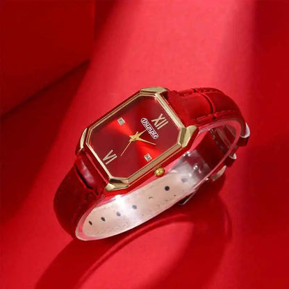 Montre de luxe élégante en cuir Pu pour femmes, montre à Quartz