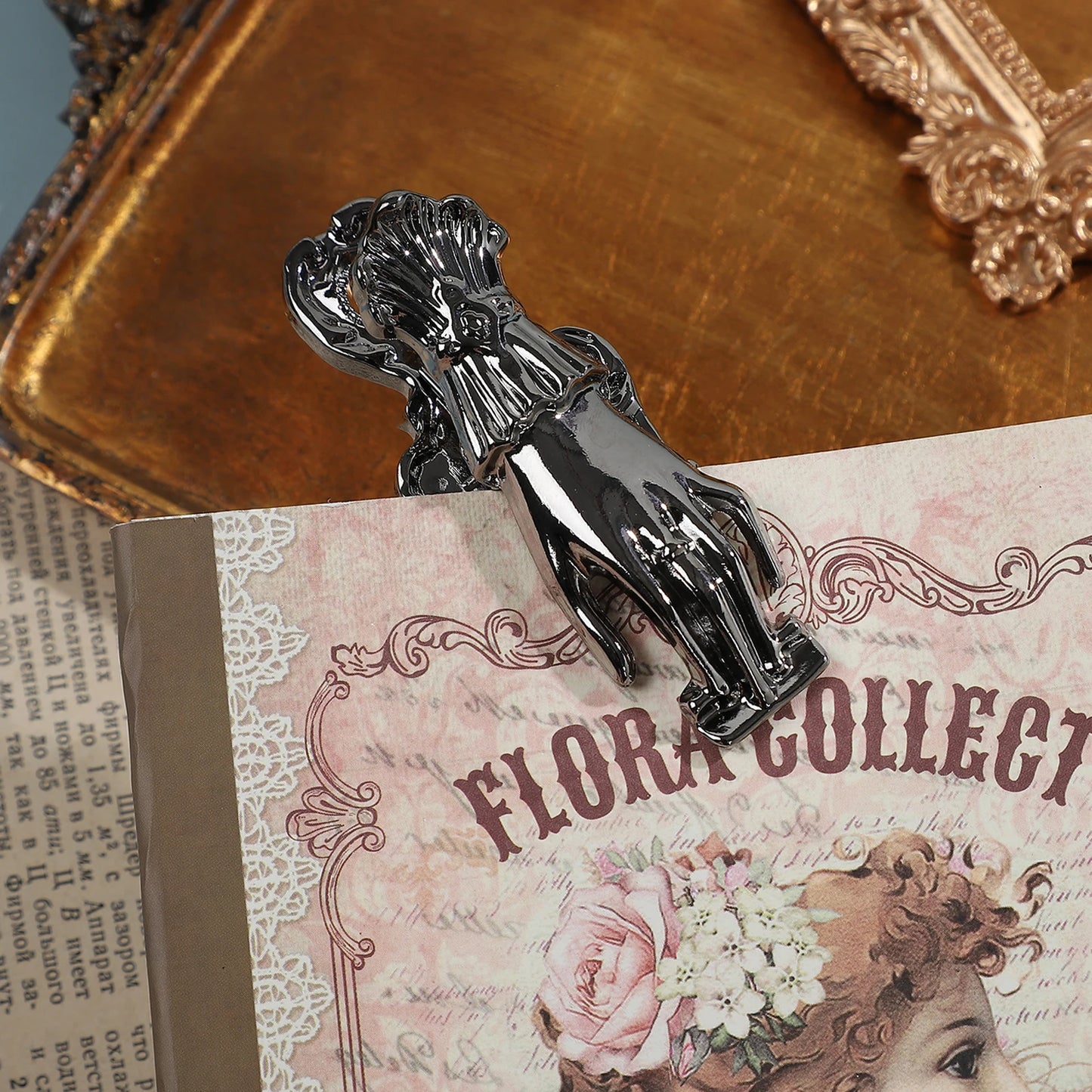 Pince à billet en métal vintage pour dame, pince à main en alliage, note de voyage ancienne, bricolage créatif, outils de journal, papeterie, 1 pièce