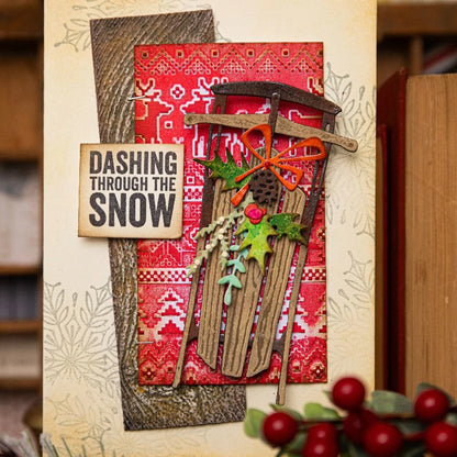 Matrices de découpe en métal, traîneau de renne de noël, JOY of NOEL, pour bricolage, artisanat de Scrapbooking, fabricant de cartes, modèle de gaufrage d'album Photo