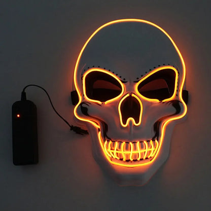 Masque de crâne d'horreur d'halloween, masque à lumière froide LED, masque de Cosplay, décoration de fête d'halloween, masques de crâne lumineux