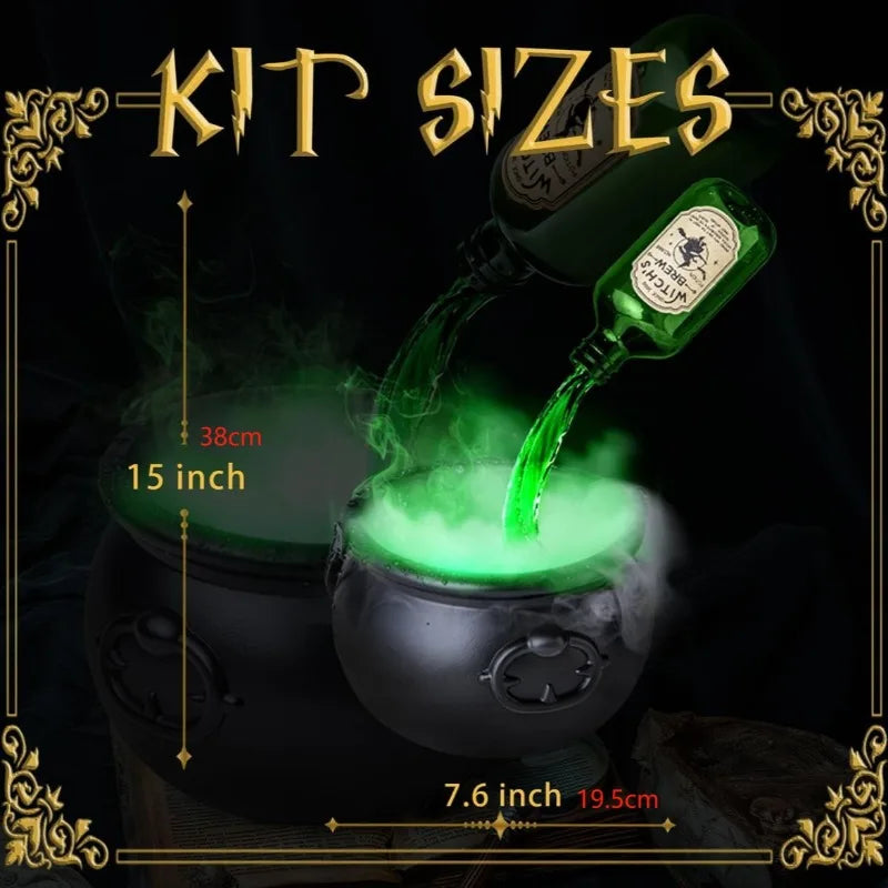 Chaudron de sorcière d'halloween, brumisateur magique, décor de squelette pour fête effrayante Hocus Pocus, accessoires effrayants, décor de fête d'halloween à la maison