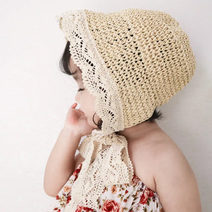 Chapeau d'été en dentelle pour bébé fille, casquette de plage, panama, princesse, bord large
