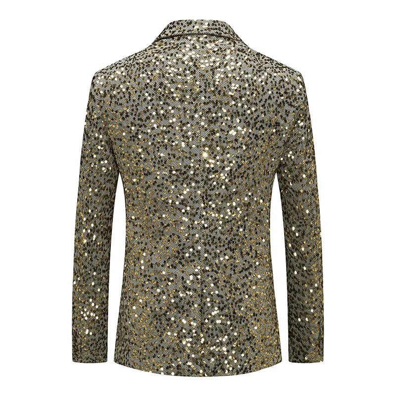 Veste à paillettes pour hommes, blazer à sequins imbibés d'or et d'argent, mode d'affaires, manteau unique, coupe couvertes, robe de soirée de Rh, printemps, automne, nouveau
