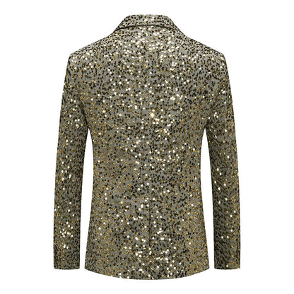 Veste à paillettes pour hommes, blazer à sequins imbibés d'or et d'argent, mode d'affaires, manteau unique, coupe couvertes, robe de soirée de Rh, printemps, automne, nouveau
