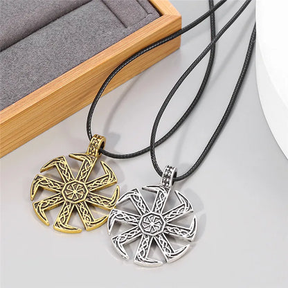 Collier symbole Kolovrat slave pour hommes, roue solaire païenne, Talisman, amulette, chaîne à maillons, pendentif, bijoux religieux pour hommes