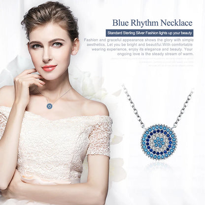 BAMOER-Collier mauvais œil bleu en argent regardé 925 authentique pour femme, pendentif porte-bonheur, colliers de la présidence, bijoux fantaisie, SCN099
