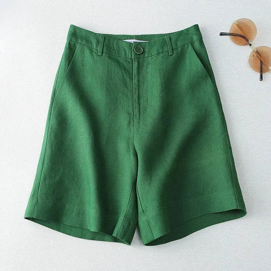 Style coréen pour l'été femmes Shorts lin demi genou longueur mi large femme pantalons courts Bermuda offre esthétique chaud Streetwear