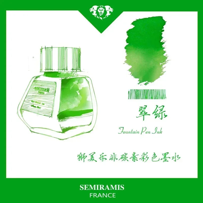 SEMIRAMIS 25 couleurs 30 ml  encre stylo plume sans carbone