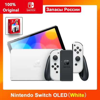 Console de jeu vidéo OLED Nintendo Switch avec Joy Con, écran OLED de 7 pouces, Support TV de table portable, ensemble blanc/bleu rouge de 64 go