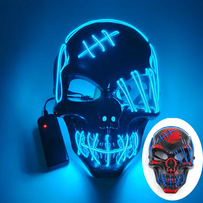 Masque de Purge d'Horreur Brcorporelle à LED, Complet au Néon, pour Cosplay, Fournitures de ixde Bar, Thème du Film d'Halloween
