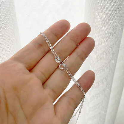 35-80 cm 1mm mince pur 925 perles en argent Sterling chaîne gourmette colliers ras du cou femmes filles bijoux Kolye Collares Collier Ketting