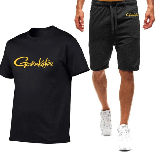 Gamakatsu Fishing 2024 homme impression Harajuku nouveau style neuf couleurs costume à manches courtes été T-Shirt Shorts décontractés ensemble 2 pièces