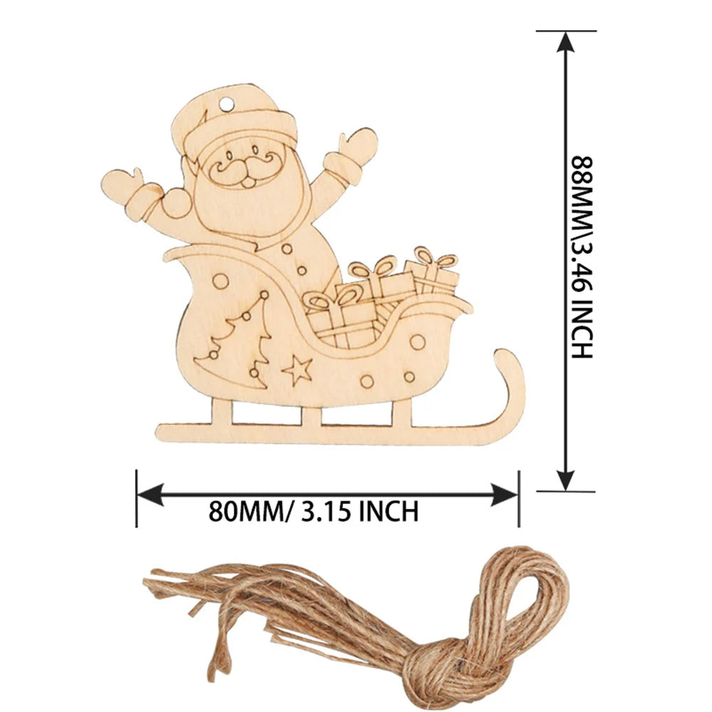 Ornements de confrontation d'arbre de Noël multi-styles, découpes artisanales en bois vierges pour la décoration d'intérieur de bricolage