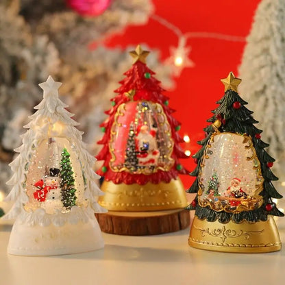 Les veilleuses lumineuses de Noël décèrent le bureau avec des flocons de neige et des lanternes à vent de Noël créant une atmosphère festive