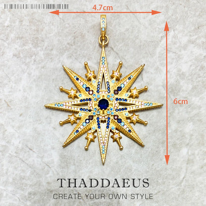 Pendentif soleil étoile CZ pavé été hiver nouveau 925 en argent Sterling bijoux fins Style européen accessoires cadeau pour hommes femme