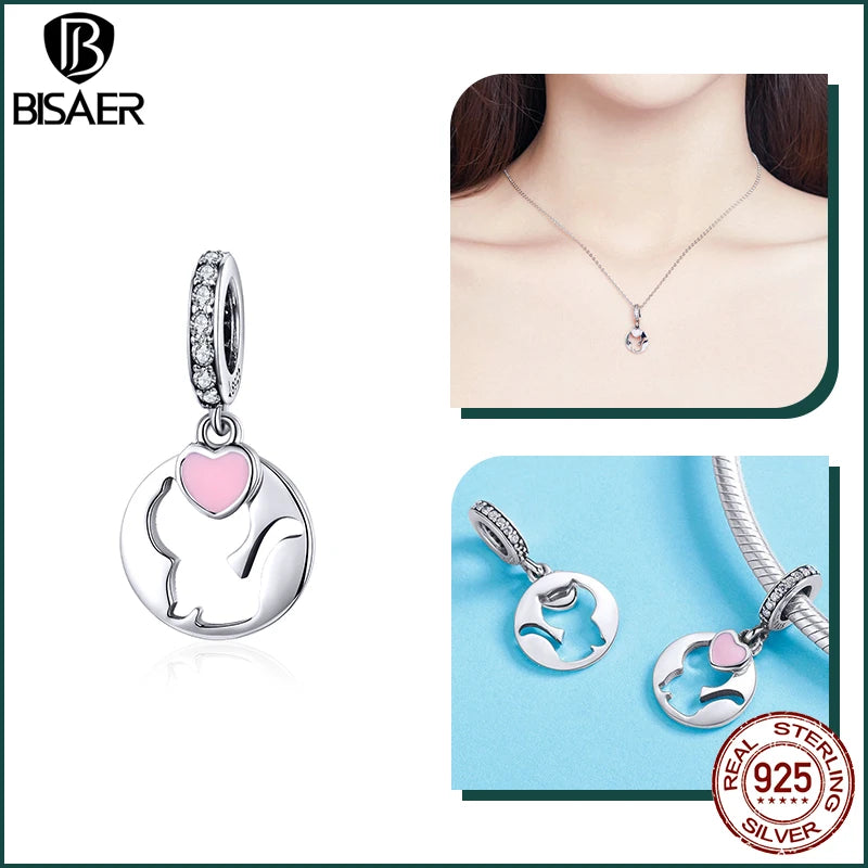 BISAER 925 en argent Sterling mignon chien breloque perle teckel animal de compagnie pendentif platine plaqué ajustement femmes Bracelet à bricoler soi-même bijoux fins