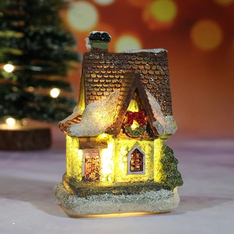 Nouvelles décorations de noël en résine, petite maison, Micro paysage, petits ornements, cadeaux de noël
