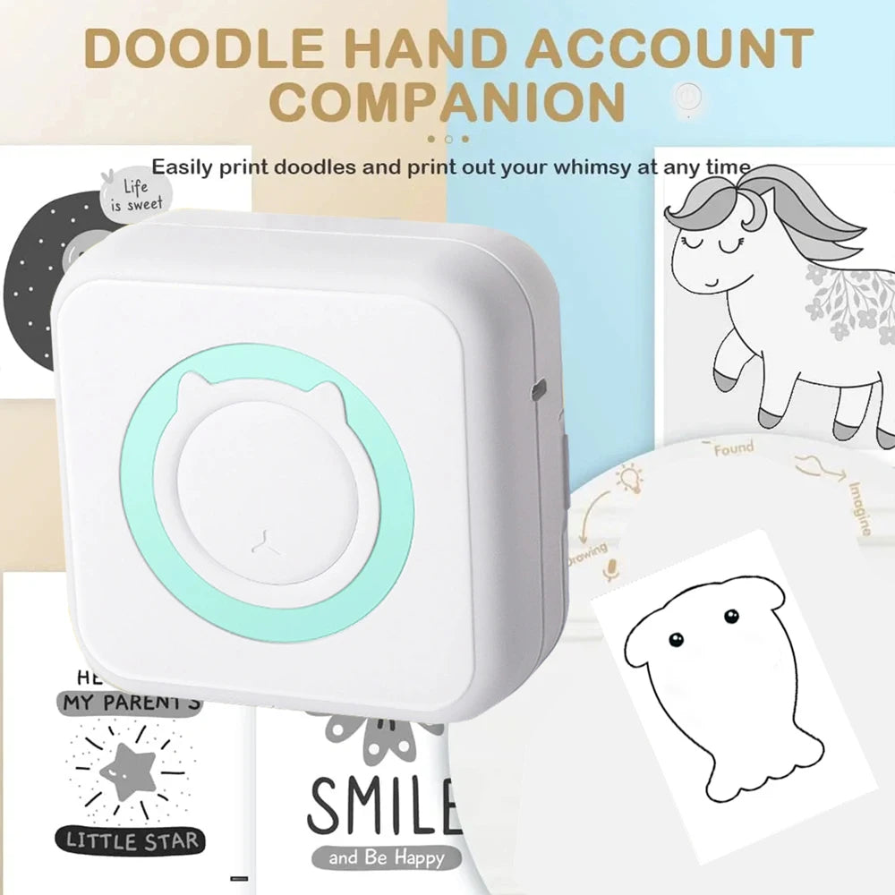 Mini imprimante photo sans fil pour iPhone et Android, imprimante d'étiquettes, impression thermique portable BT, attro