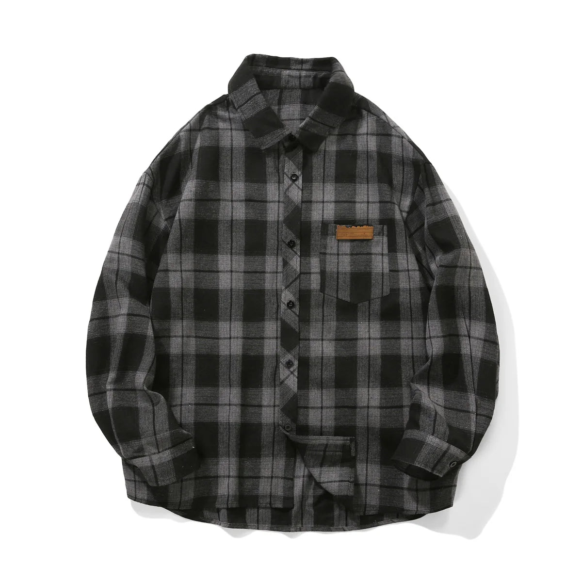 Chemise à carreaux vintage pour hommes, surchemise à manches longues, vêtements d'extérieur respirants, chemisier décontracté pour hommes, poche unique, boutons
