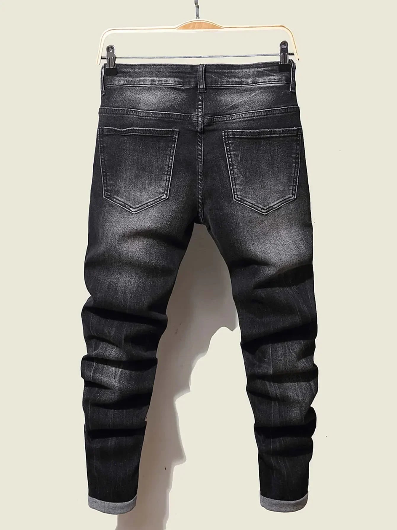 Mode hommes jean pantalon Stretch bleu jean moulant pour hommes décontracté coupe ajustée Denim pantalon Style coréen homme pantalon jean