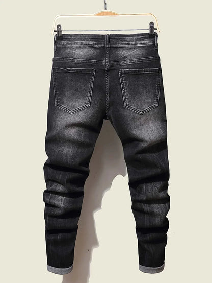 Mode hommes jean pantalon Stretch bleu jean moulant pour hommes décontracté coupe ajustée Denim pantalon Style coréen homme pantalon jean