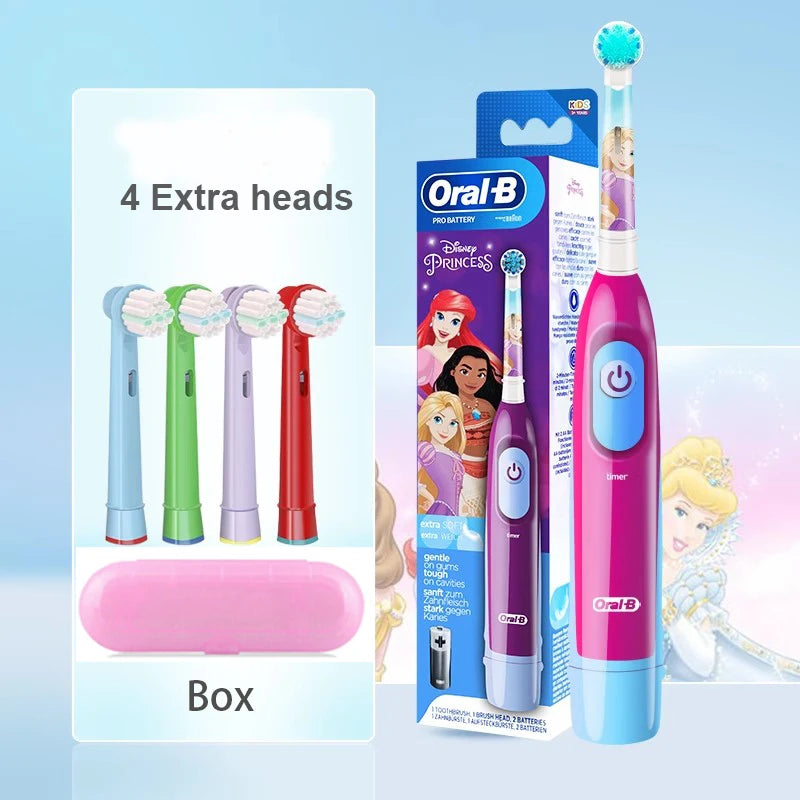 Oral-B-Brosse à dents électrique pour enfants, poils souples, tête de brosse de résubdivision, 2 fonctions d'apprentissage, enfants de 5 ans et plus