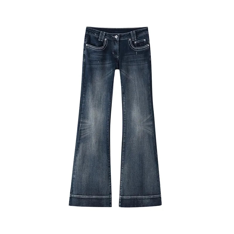 Y2k – jean Vintage pour femmes, taille basse, fermeture éclair, bouton, pantalon solide avec poches, Streetwear esthétique, délavé