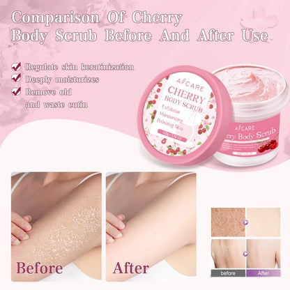 Exfoliant corporel cerise, nettoyage en profondeur, hydratant, Niacinamide, blanchissant, améliore la peau de poulet craquelée, crème exfoliante