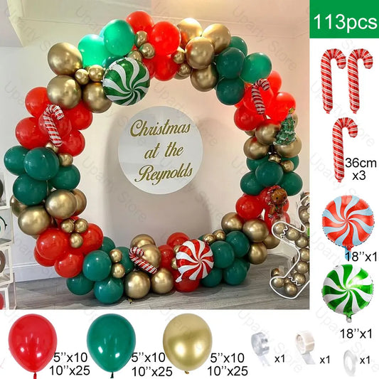 Guirxiété de Ballons de Bonbons de Noël, Cadeau, Elk, Canne Bonbon, Pain d'Épice, Homme, Père Noël, Utiliser un Arc, Décor de ix