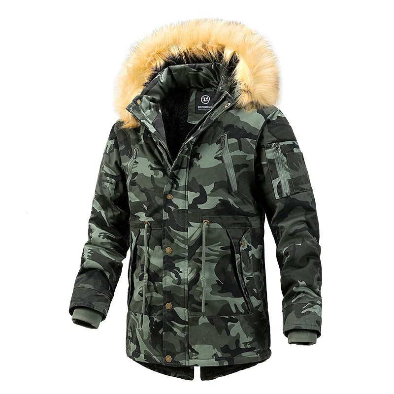 Hommes hiver à capuche longues doudoune nouveau mâle Camouflage décontracté pardessus chaud Parkas qualité homme en plein air longs manteaux d'hiver 3XL