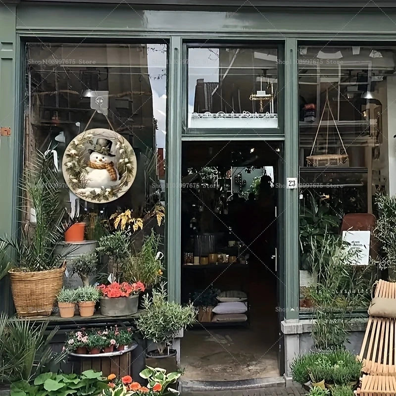 Panneau de porte en bois avec décorations de noël, 1 pièce, charmant bonhomme de neige, panneau de bienvenue suspendu en bois pour porte d'entrée, décoration murale de la maison