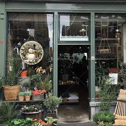 Panneau de porte en bois avec décorations de noël, 1 pièce, charmant bonhomme de neige, panneau de bienvenue suspendu en bois pour porte d'entrée, décoration murale de la maison