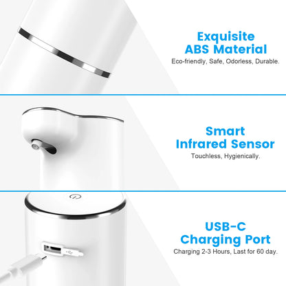 Distributeur automatique de savon en mousse, capteur sans contact, Machine à mousse intelligente USB, pompe distributrice de savon liquide infrarouge de 300ML, désinfectant pour les mains