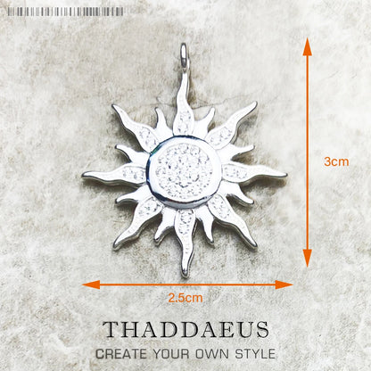 Pendentif soleil étoile CZ pavé été hiver nouveau 925 en argent Sterling bijoux fins Style européen accessoires cadeau pour hommes femme