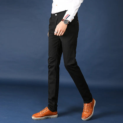 Pantalon droit en coton élastique pour hommes, coupe couvertes, style classique, surintendant de bureau, affaires, décontracté, solide, vêtements pour hommes, nouveau, 2024