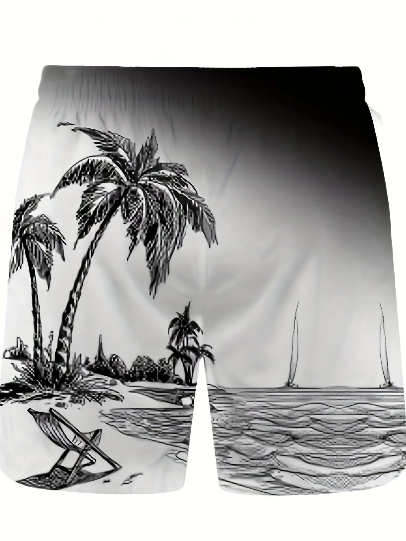 Série d'été hommes dégradé cocotier imprimé respirant col rond T-shirt ensemble short et haut extérieur deux pièces ensemble