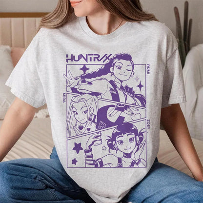 HUNTRIX K-pop Demon Hunter Anime T-shirt imprimé Harajuku col rond chemise décontractée Fans cadeau été Y2K femmes hommes vêtements chauds